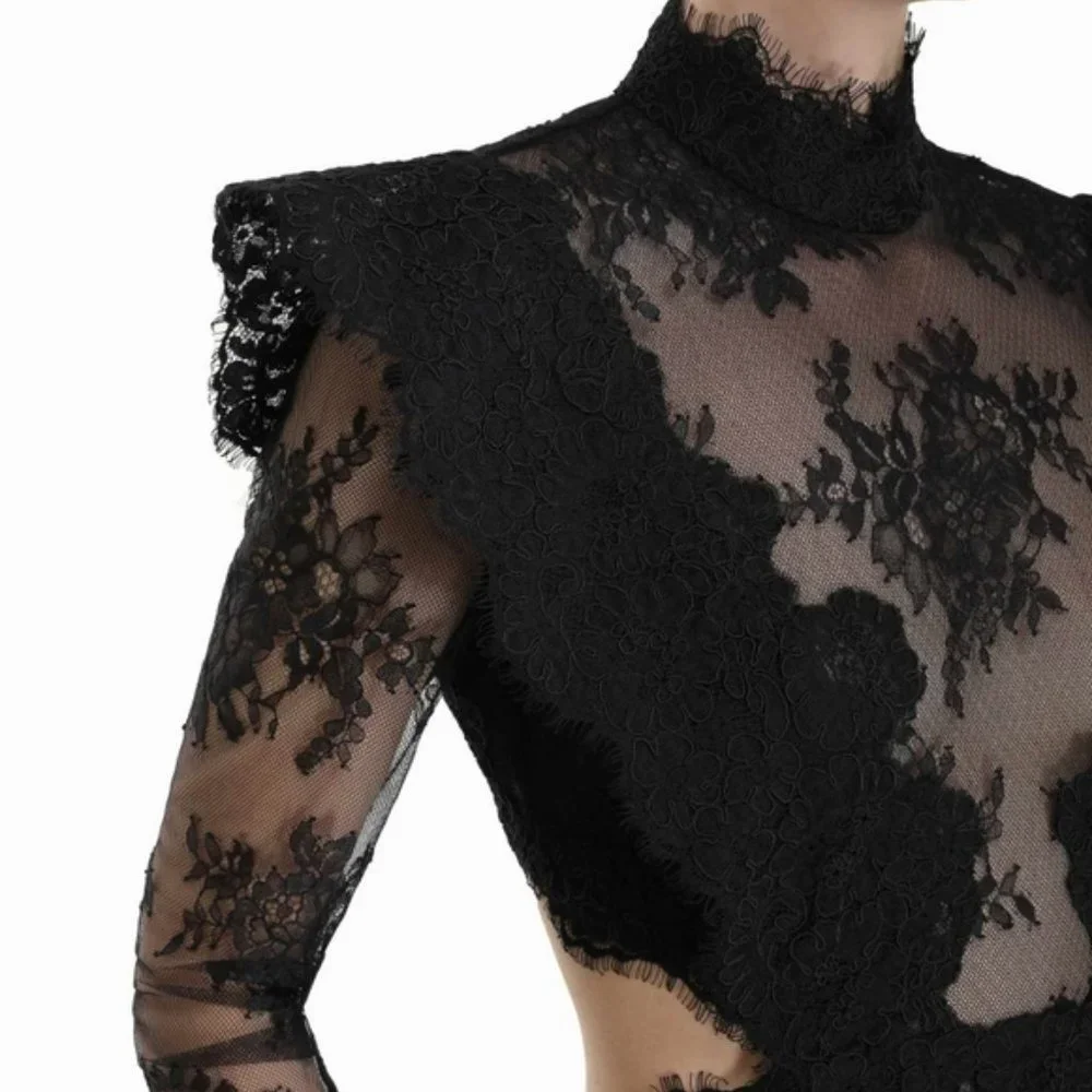 NWOT Authentic ZIMMERMANN Sensory lace linen and silk midi dress Size 1 Black - Picture 7 of 16